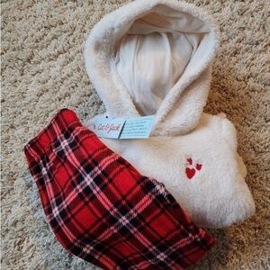 Cat & Jack Cozy White Hoodie with Red Plaid Pants